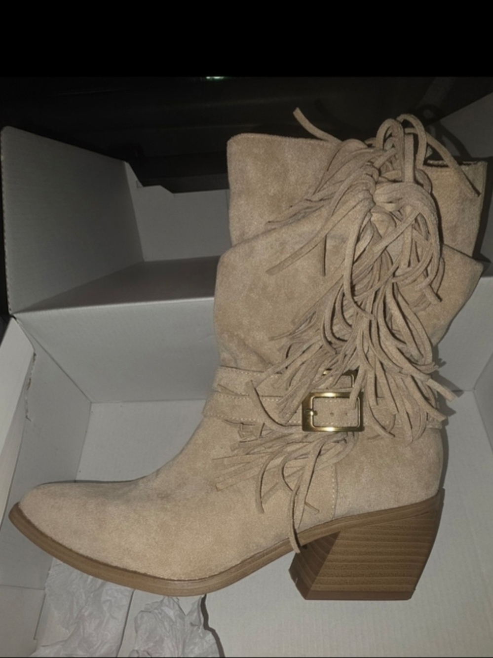 Madden NYC Women's Faux Suede Fringe Boots Size 8 BNIB - Picture 12 of 14